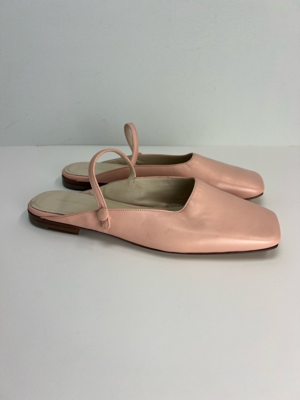 Mansur Gavriel Square Toe Mary Jane Mules Pink Ballet Slides Leather EU 39 / 8